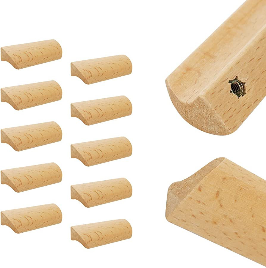 Tsnamay 10Pcs Unfinished Wood Solid Furniture Pulls Handles,Unfinished Unpainted Paintable Wooden... | Amazon (US)