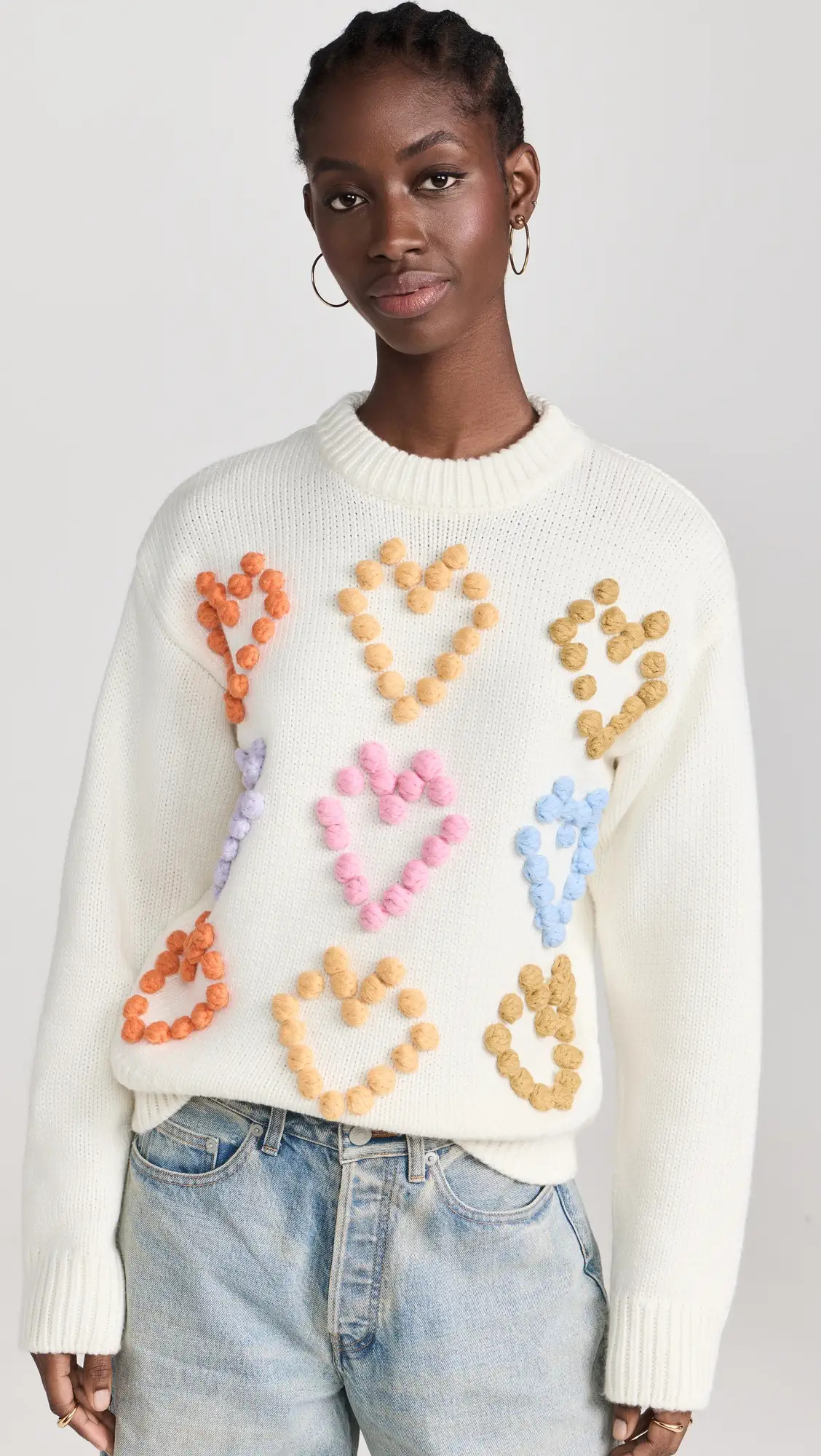 English Factory Heart Pom Sweater | Shopbop | Shopbop