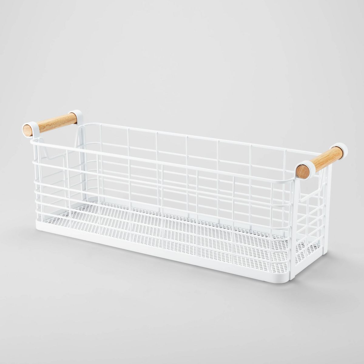 Rectangular Wire Natural Wood Handles Basket - Brightroom™ | Target