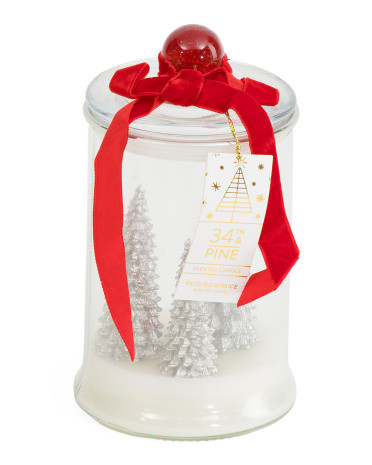 Trees And Snow Glass Candle | TJ Maxx