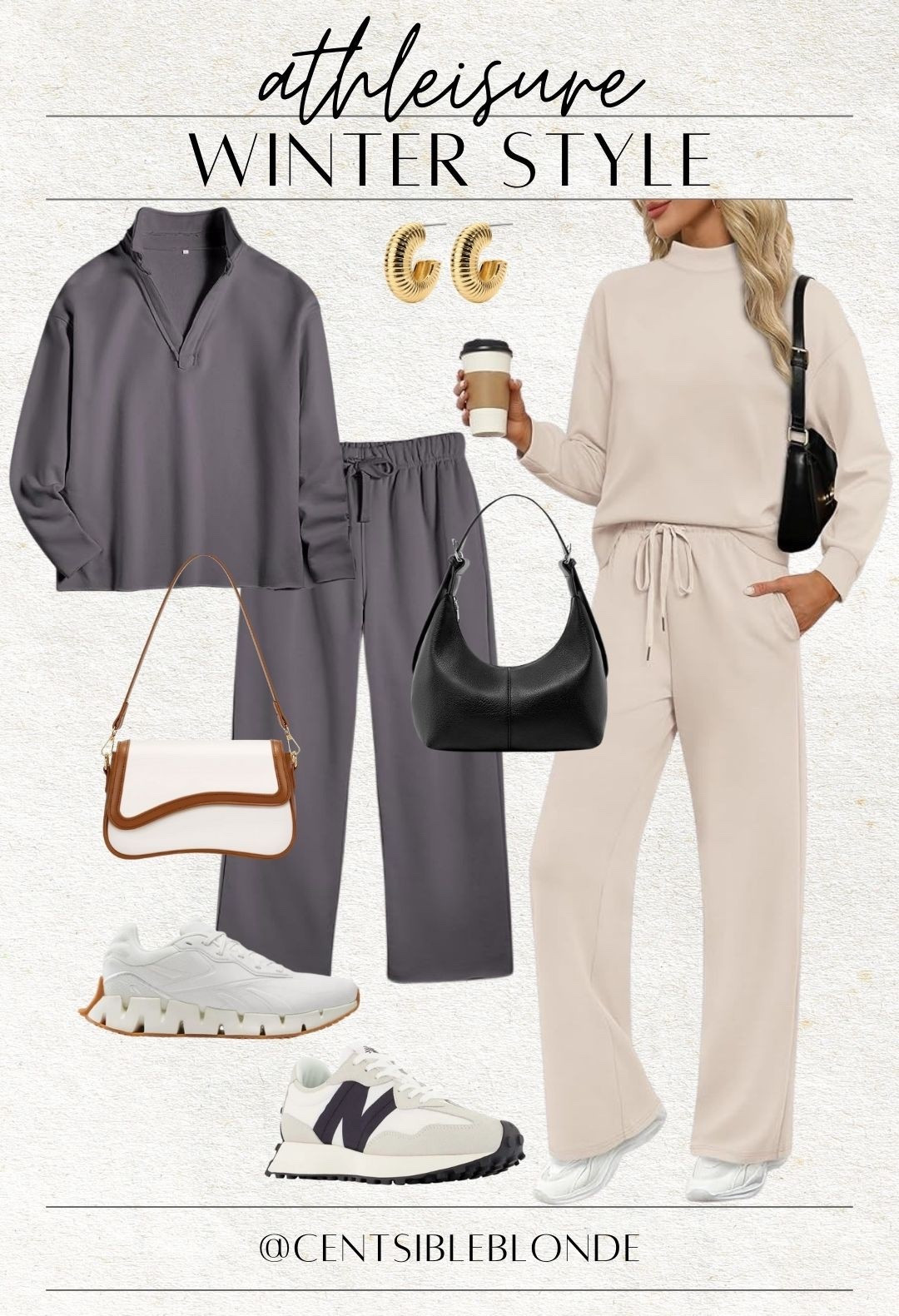 Matching set, Amazon set, winter style, winter outfit, sneakers, gold earrings, gold hoops, black handbag, Reebok sneakers, new balance 327, Athleisure, loungewear, travel outfit, lounge outfit, lounge set, two piece set

#LTKTravel #LTKootd #LTKFindsUnder100