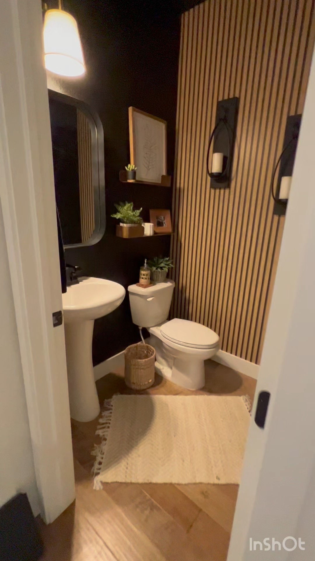 Moody powder room 

#bathroom #wallpaper #homedecor 

#LTKHome