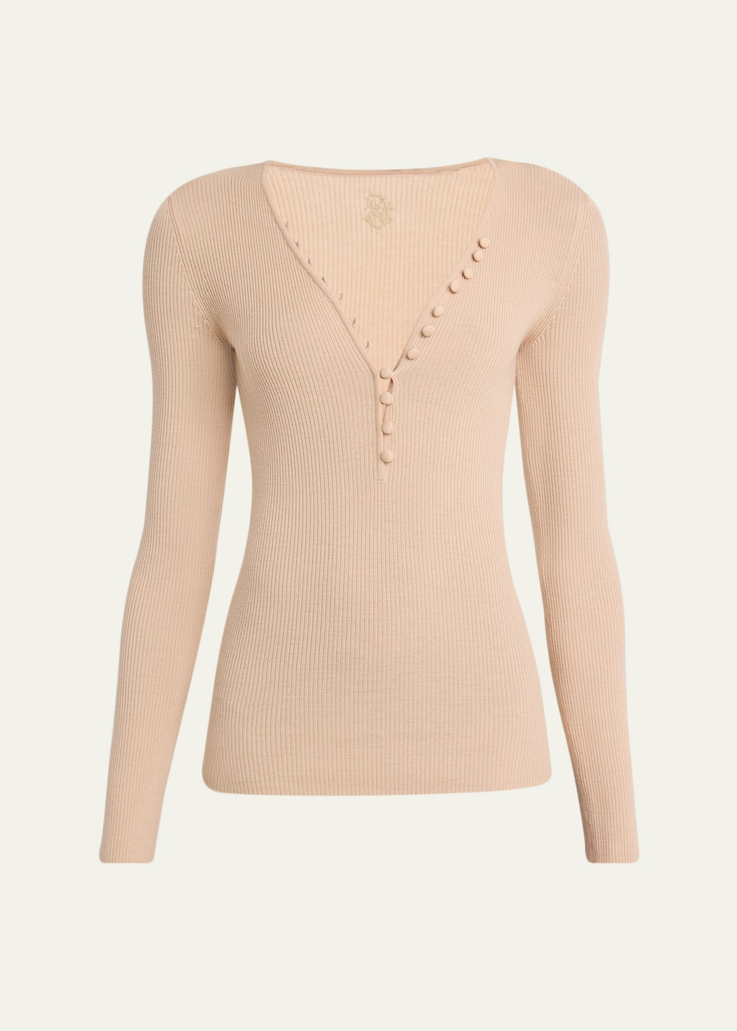 Chloe Ribbed Wool Henley | Bergdorf Goodman