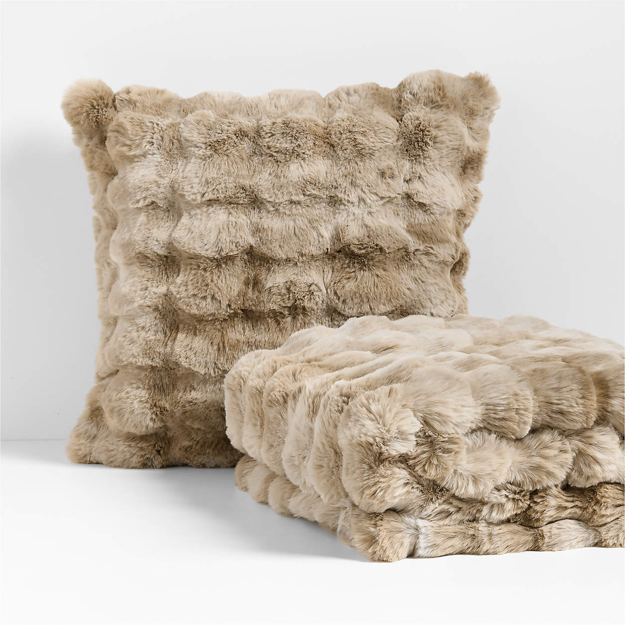 Textured Faux Fur 70"x55" Sierra Tan Throw Blanket + Reviews | Crate & Barrel | Crate & Barrel