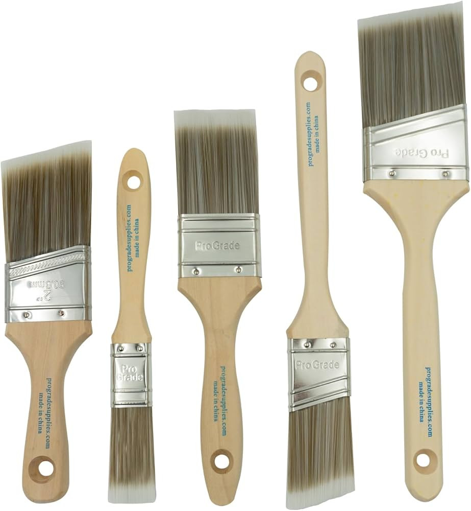 Pro Grade, Paint Brushes, 5-Piece, Paint Brush Set: Flat & Angle Brushes for Latex and Oil Paints... | Amazon (US)