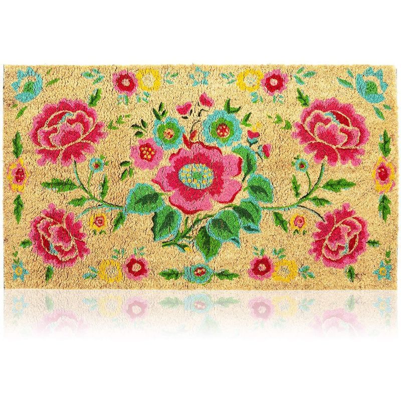 Natural Coir Doormat, Flower Welcome Mat (30 x 17 In) | Target