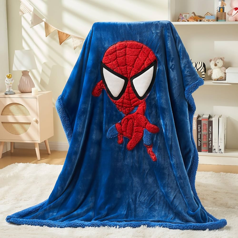 Kids Blanket 3D Cartoon Embroidered Sherpa Blanket Plush Warm for Boys Girls (Dark Blue, (50"X60"... | Amazon (CA)