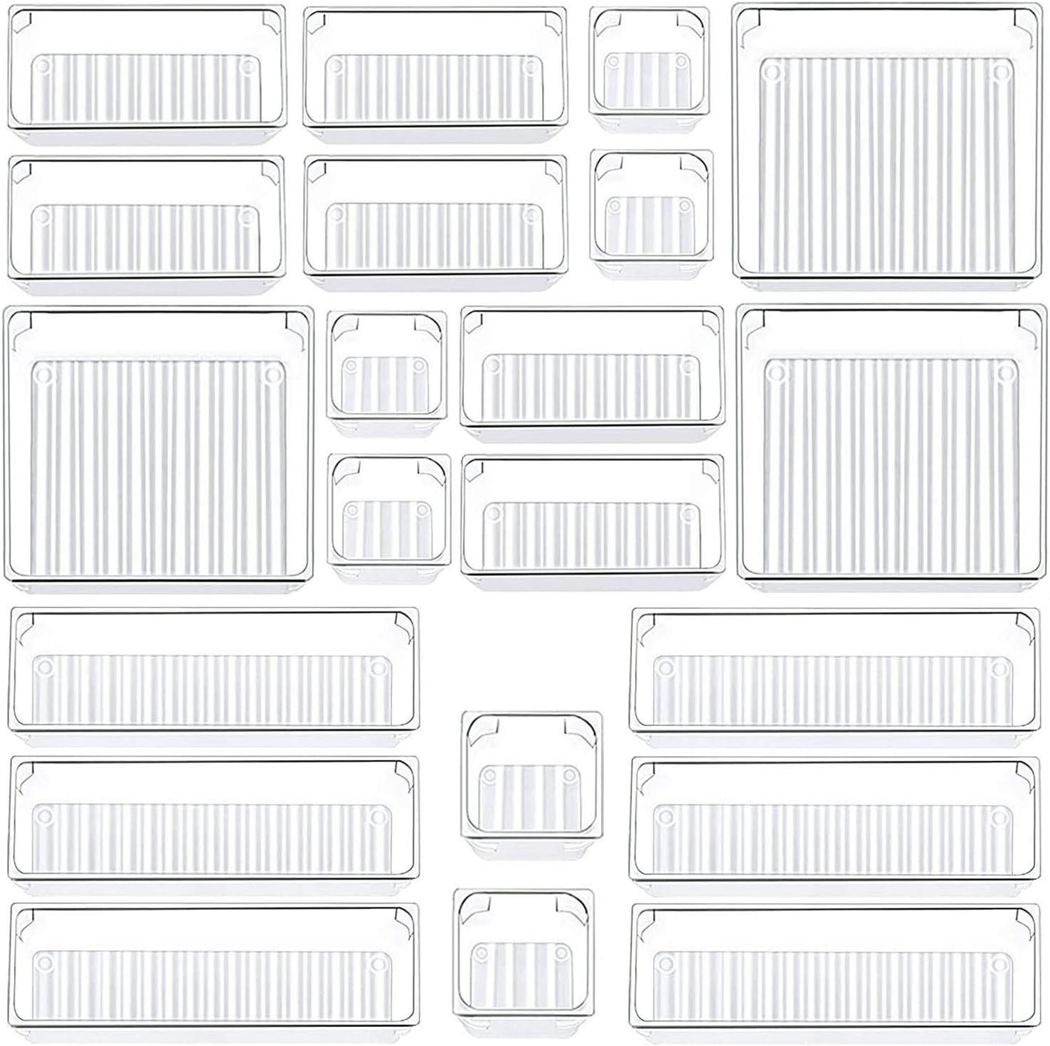 Desk Drawer Organizer Trays, Yibaodan Drawer Dividers Make Up Organizers and Storage Acrylic Clea... | Amazon (UK)