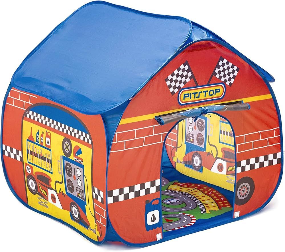 Fun2Give Pop-It-Up Pit Stop Tent with Race Mat Playhouse , Red | Amazon (US)