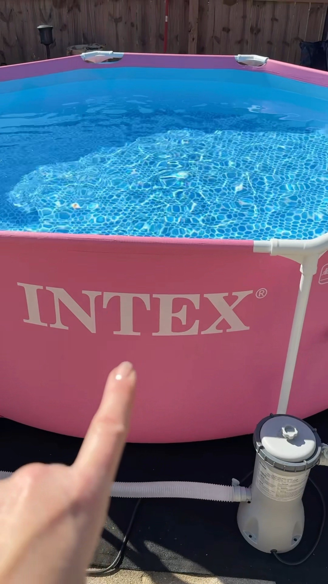 I took down my 9 x 18ft pool, rebuilt the foundation myself at 57, and replaced it with this pink Intex pool!  🩷 Smaller, smarter, and it fits my small space backyard patio.  

#LTKSwim #LTKHome #LTKSeasonal