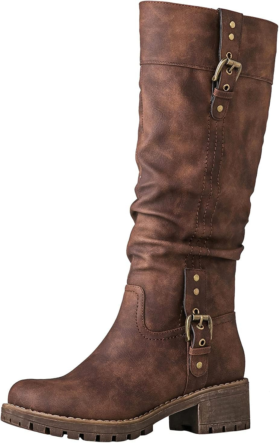 GLOBALWIN Women’s Knee-High Riding Boots Tall Fashion Boots with Chunky Low Heel & Side Zipper Everyday Wear Casual Boots For Women | Amazon (US)