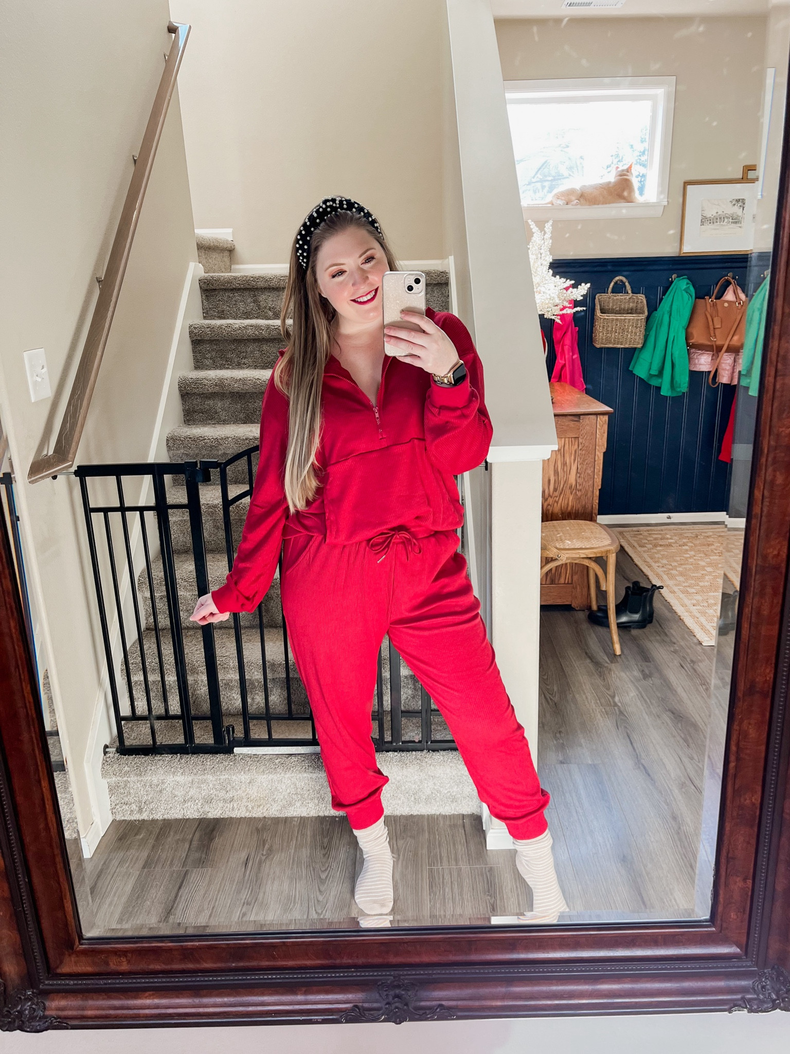 In love with this Amazon lounge set! Runs tts but I sized up to a L for a looser fit. Ribbed detailing and front pocket on zippered pullover. 
On sale for under $40! Perfect for traveling, errands, or lounging around this cozy season. ❤️

#LTKSaleAlert #LTKFindsUnder50 #LTKHoliday