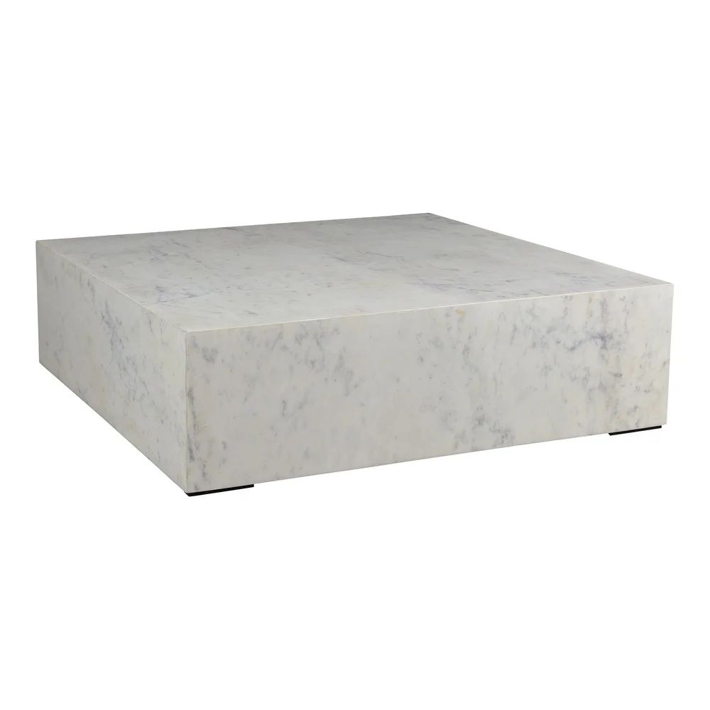 Aurelle Home Natalia Modern Solid White Marble Coffee Table (Square - Yes - Handmade - Off-White - M | Bed Bath & Beyond