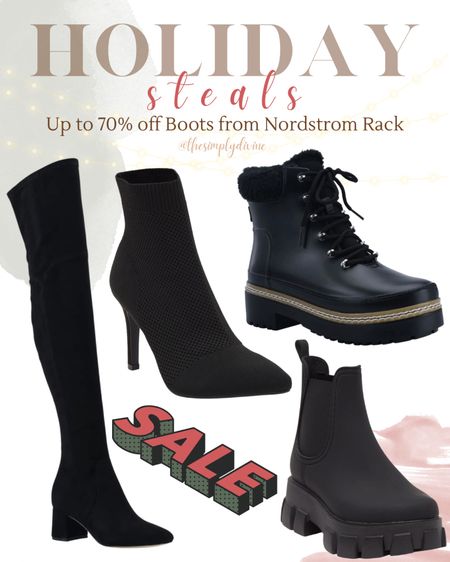 Huge sale on boots from Nordstrom Rack! Love these black picks. 🥰🛒🎄

| Nordstrom Rack | gift guide | holiday | sale | seasonal | boots | knee-high boots | winter boots | gifts for her |

#LTKHoliday #LTKsalealert #LTKGiftGuide