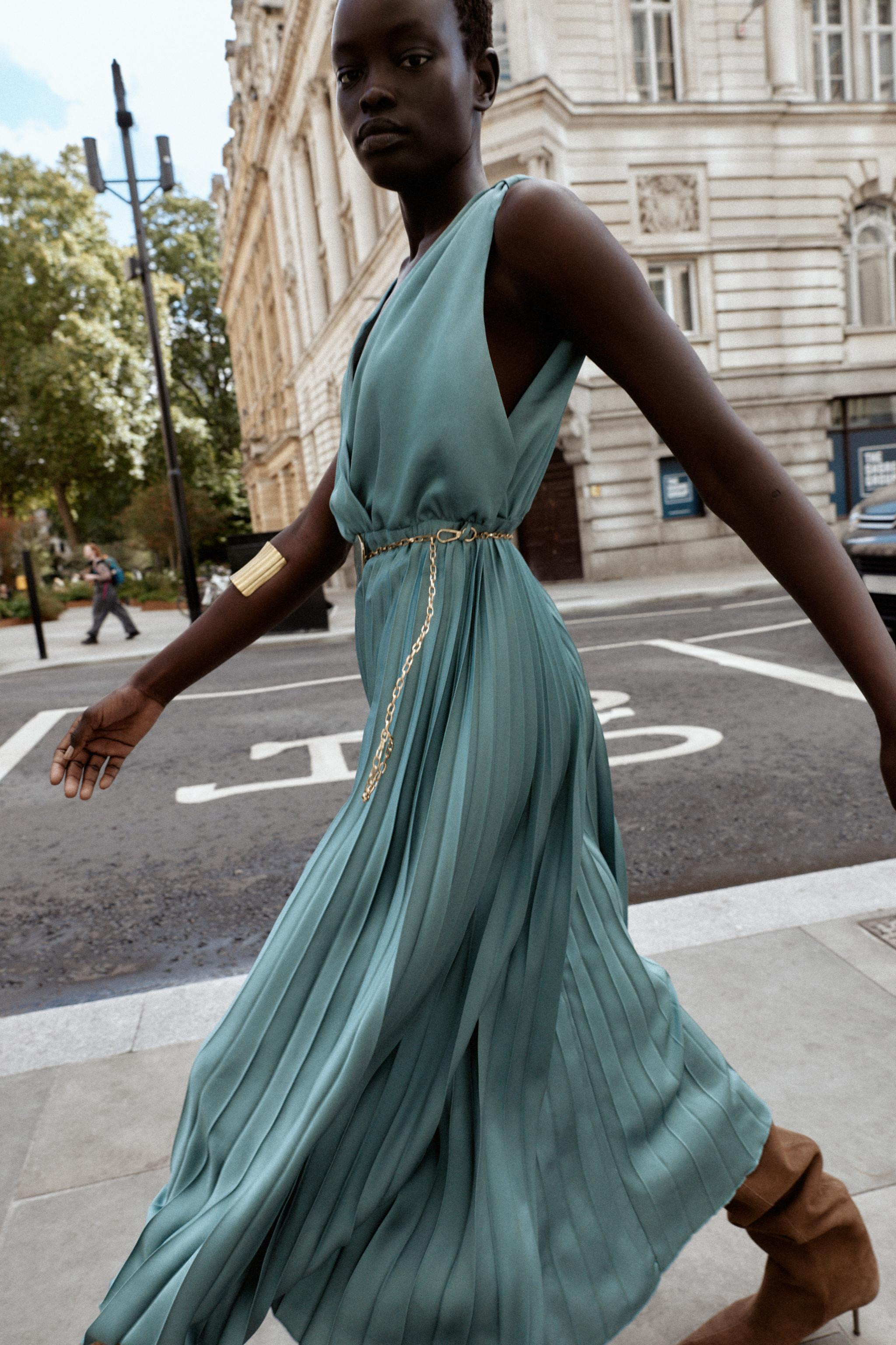 BELTED PLEATED MIDI DRESS | Zara US