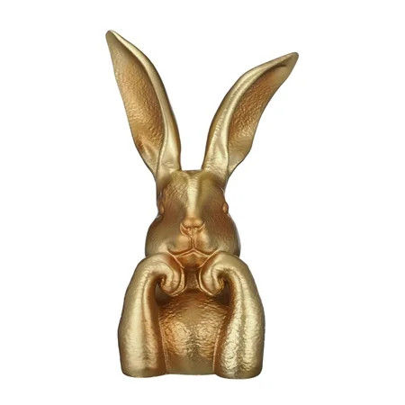Spring Rabbits Easter Decoration, 9.5 Inch Vintage Gold Resin Bunny Statue, Rabbit Figurines Easter Bunny Sculpture for Home Indoor Decor | Walmart (US)