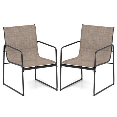 2 Pcs Outdoor Dining Chairs Patio Furniture Chair With Breathable Seat & Backrest | Wayfair North America