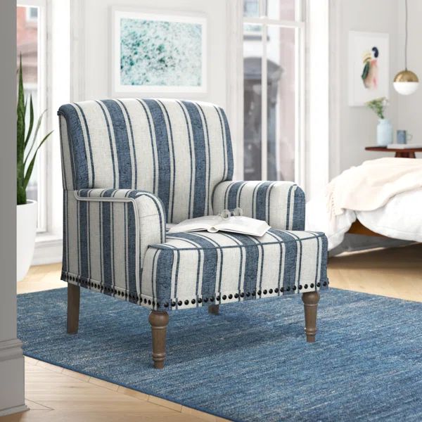 Arching Armchair with Solid Wood Legs and Nailhead Trim | Wayfair North America