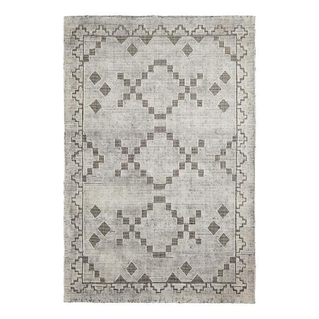 Eli Black And Ivory Diamond Wool And Cotton Area Rug | World Market