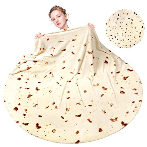 M&C Music Color Tortilla Blanket Double Sided 60 in, Burrito Tortilla Blanket Adult Size Round Funny Blankets for Adults teens kids, Realistic Food Blanket Throw Wrap Blanket(60 inch, Beige) | Amazon (US)