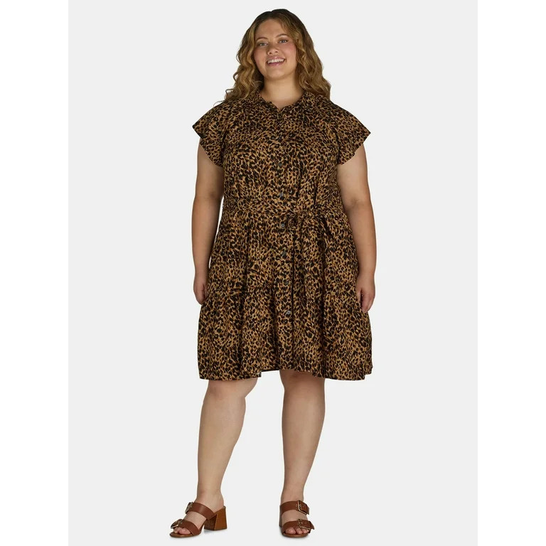 Terra & Sky Women's Ruched Knit Midi Dress with Side Ties, Sizes 0X-5X | Walmart (US)