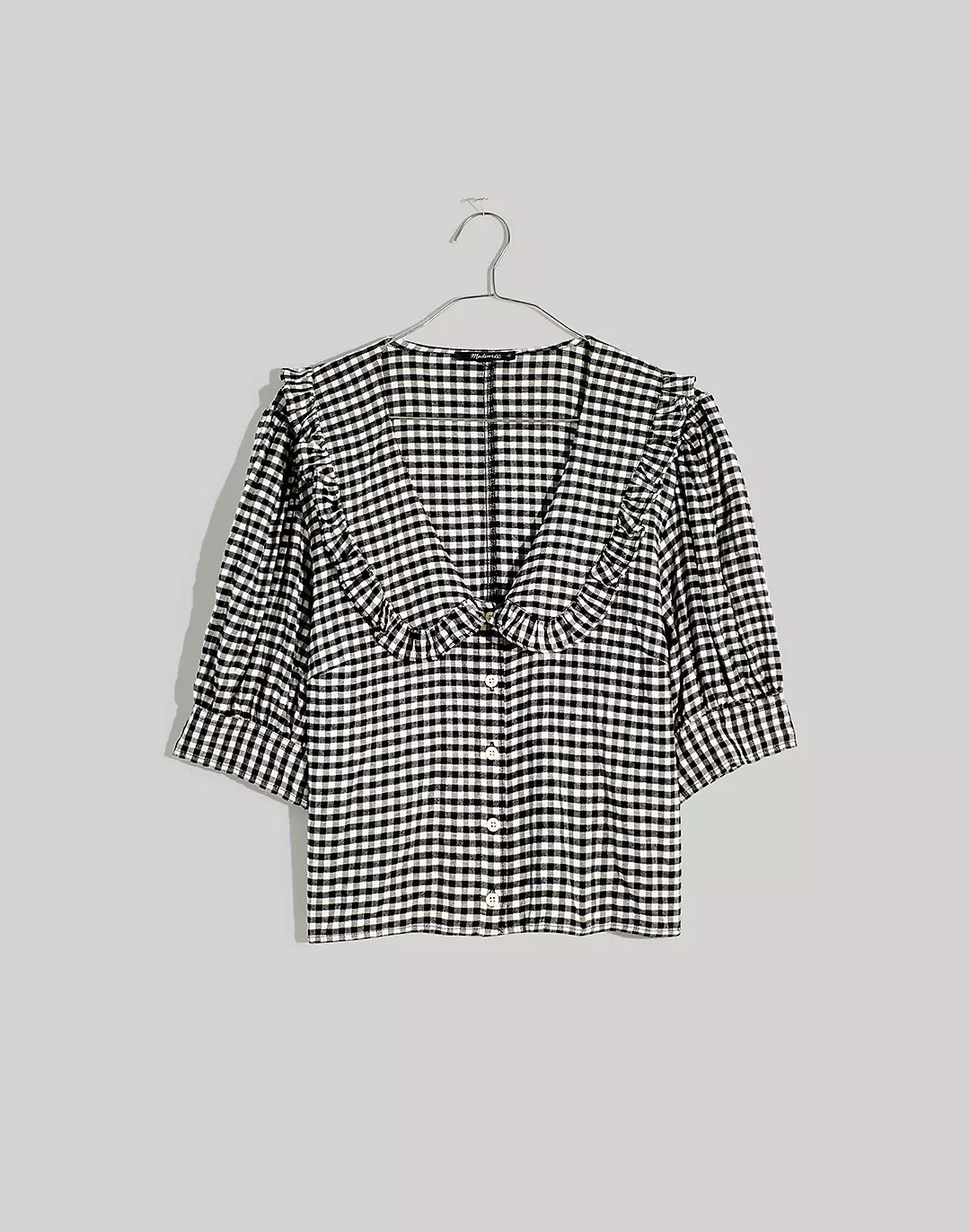 Flannel Puff-Sleeve Top in Check | Madewell