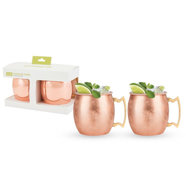 True Moscow Mule Mug Set of 2, Stainless Steel, Copper Finish, Holds 16 oz, Cocktail Drinkware | Target