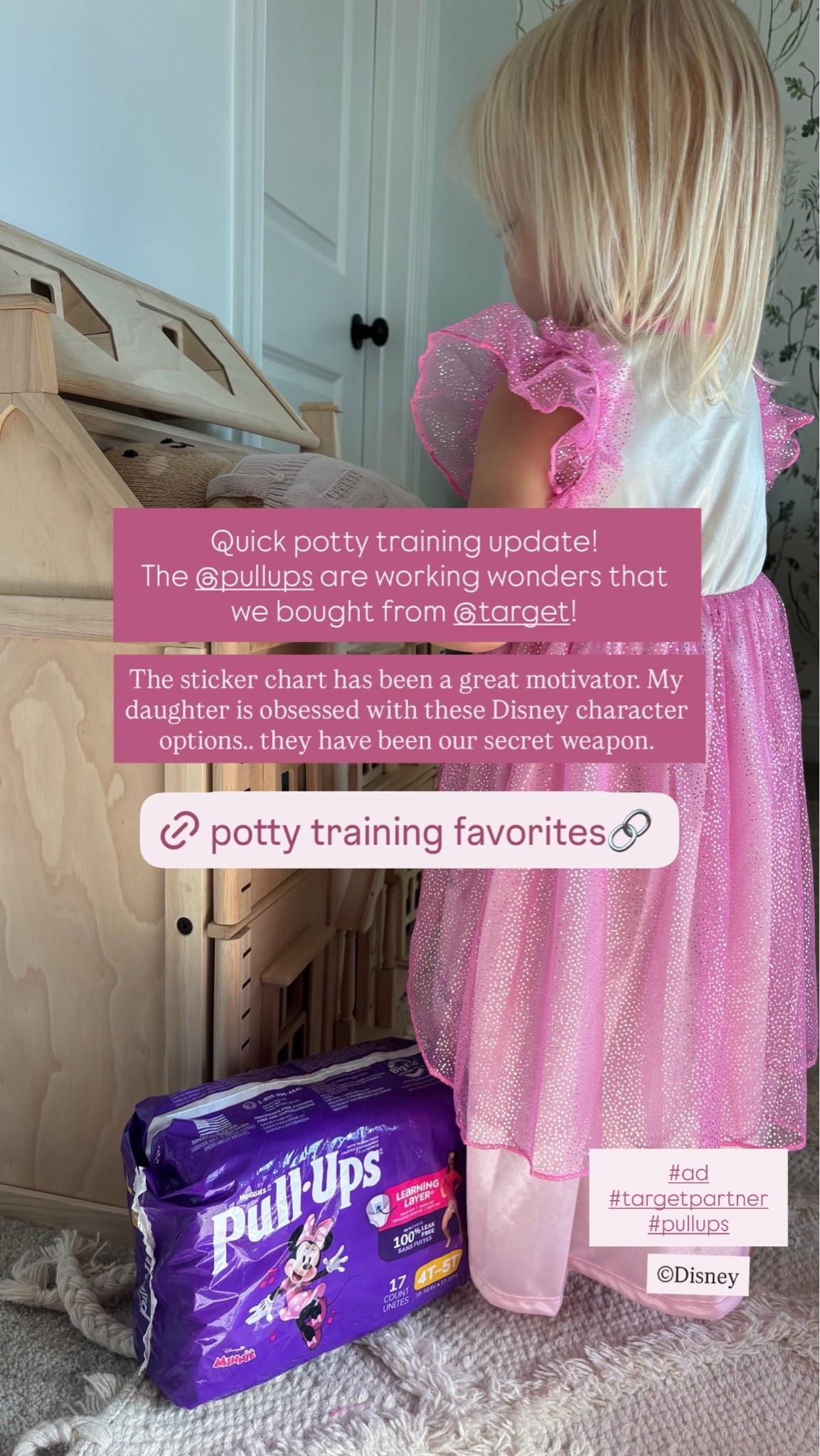 #ad still going strong with our potty-training round 3! We are trying new things this go around and it’s working! Our sticker chart is working 
wonders and…@target is back at it with some amazing @pullups deals!

From 9/20 to 9/26, we can score a $20 Target Gift Card when we spend $80 on select Pull-Ups® training pants with Target Circle, making it the perfect time to stock up on our favorites down the aisle, online, or via Drive-UpWe have been using this totally NEW Pull-Ups®, they have added a “Learning Layer™”.Which helps kids learn the difference between wet and 
dry. They are dermatologist tested and safe for sensitive skin! 

Target makes it so easy to mix-and-match sizes, counts, and characters right on your phone or in the store. Only Pull-Ups® training pants have Disney designs, making potty training exciting!

Offer: Target Circle Deal: $20 Target GiftCard with $100 select baby care purchase
Eligibility: Target Circle Membership
Availability: Sunday September 20th- Saturday September 26th, 2026, offer expires at 11:59pmPT.
Terms & Conditions: Category Deal. Valid in store or online. Limit one coupon/deal per Target Circle account. No other same department/category coupon/deal/bonus will apply. Offer excludes items sold & shipped by Target Plus™ Partners and clearance items. Void if copied, scanned, altered, transferred, purchased, sold or prohibited by law. Coupon/deal expires at 11:59pm PT. Items) may not be available at all stores. Gift cards and tax will not be included in determining purchase total. Target GiftCard not valid as payment on this purchase; terms and conditions apply. Quantities limited; no rain checks. No cash value.
For full details on our Price Match policy, see Target.com/PriceMatch

#momtalk #momtips #Pull-Ups #targetpartner #liketkit