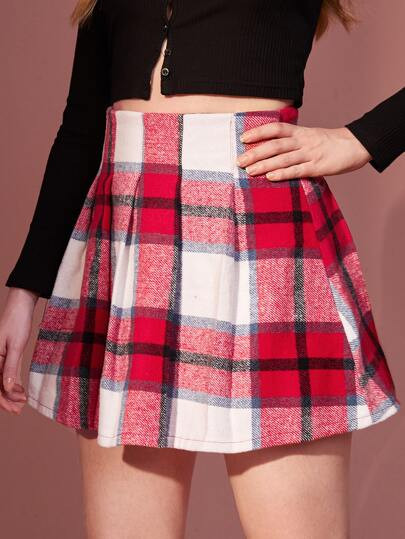 ROMWE Plaid Pleated Skirt
   
      SKU: rw2110126324647465
       
        Trending - Preppy
   ... | SHEIN