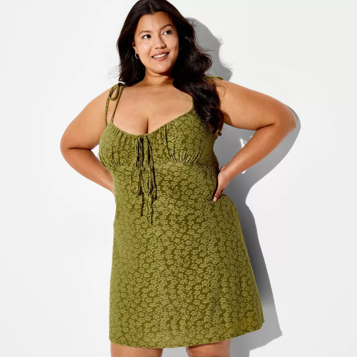 Women's Tie Strap Emma Mini Dress - Wild Fable\u2122 Olive Green 4X | Target