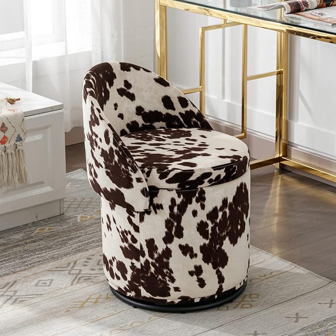 Modern Swivel Ottoman Vanity Chair, Linen Upholstered Barrel Chair Club Chair 360°Degree Swivel ... | Amazon (US)