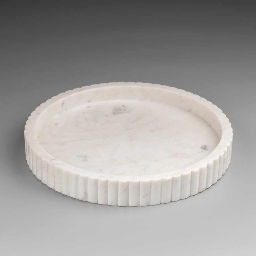 Swadeshi Blessings Handcrafted Marble Decorative Tray for Coffee Table Decor, Round Trays Home De... | Amazon (US)