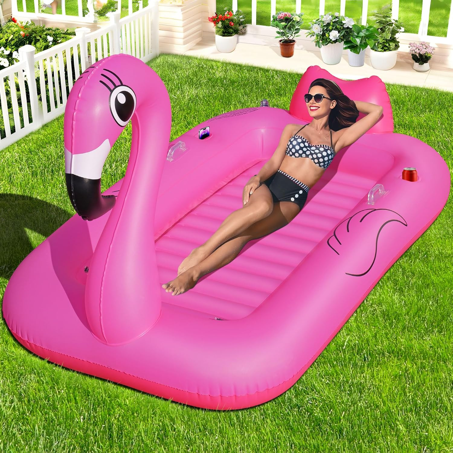 Flamingo Inflatable Tanning Pool Lounger Float, 2025 Large Pink Sunbathing Pool Floats Adult with... | Amazon (CA)
