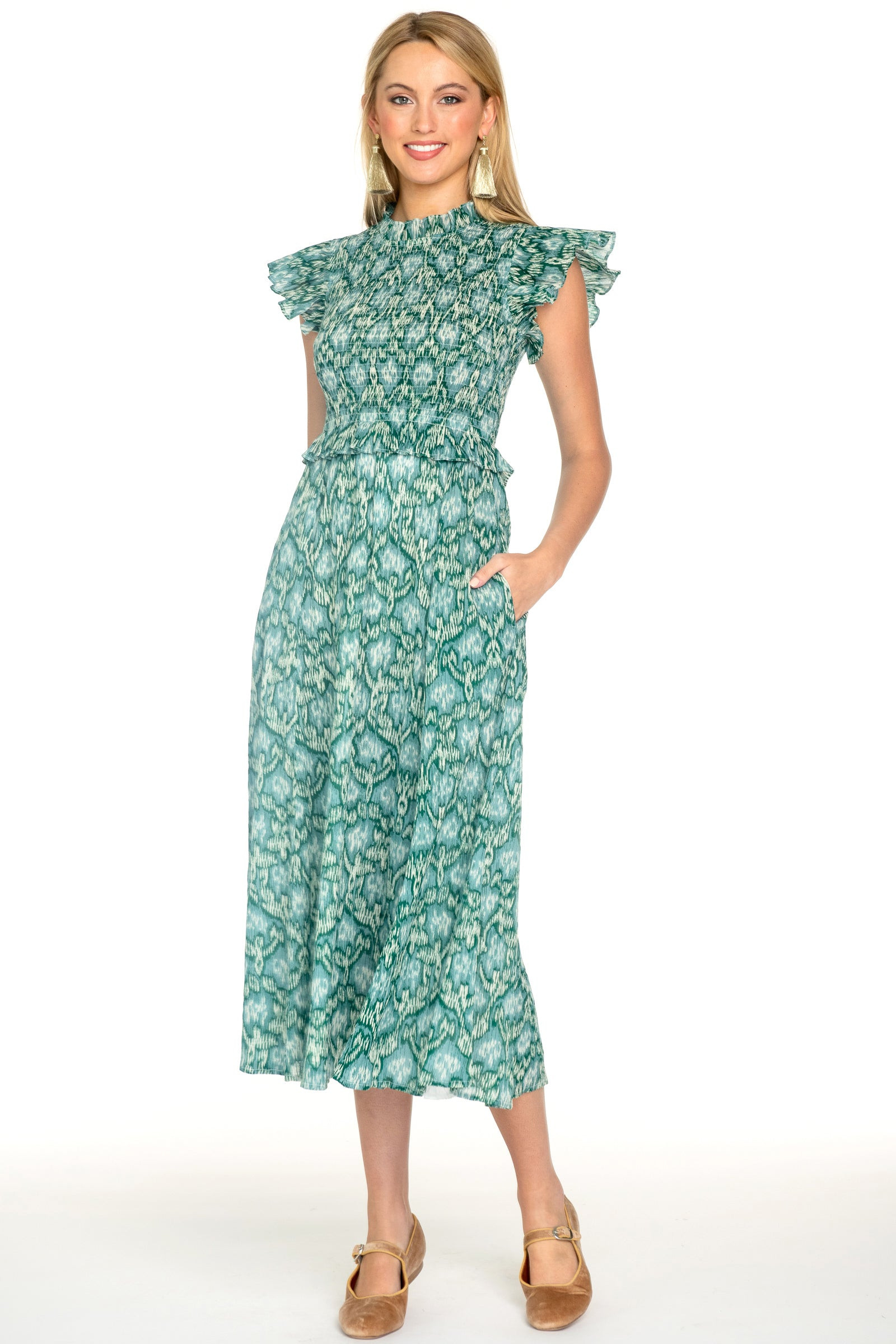 Lila Dress in Dreamscape Pine | Olivia James The Label