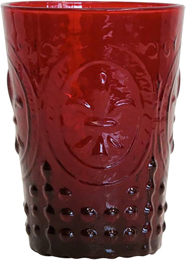 India Handicrafts 658001 Mahogony Red Fleur De Lis 4 inch Glass Goblet Drinking Cup | Amazon (US)