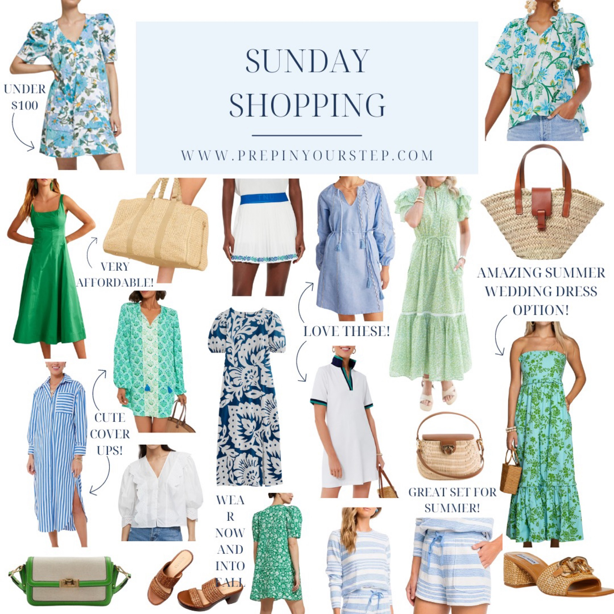 One hundred Sunday Shopping posts later and it only felt fitting to celebrate with my favorite color combo! From celebrating weekends in style to weddings and vacations there is a little bit of everything in today’s round up at www.PrepInYourStep.com. 

At the top of my list are the adorable blue and green maxi dress that I’d love to have on hand for summer weddings and Tuckernuck’s cute new color variation of their polo dress! 

#LTKSeasonal #LTKunder50 #LTKunder100