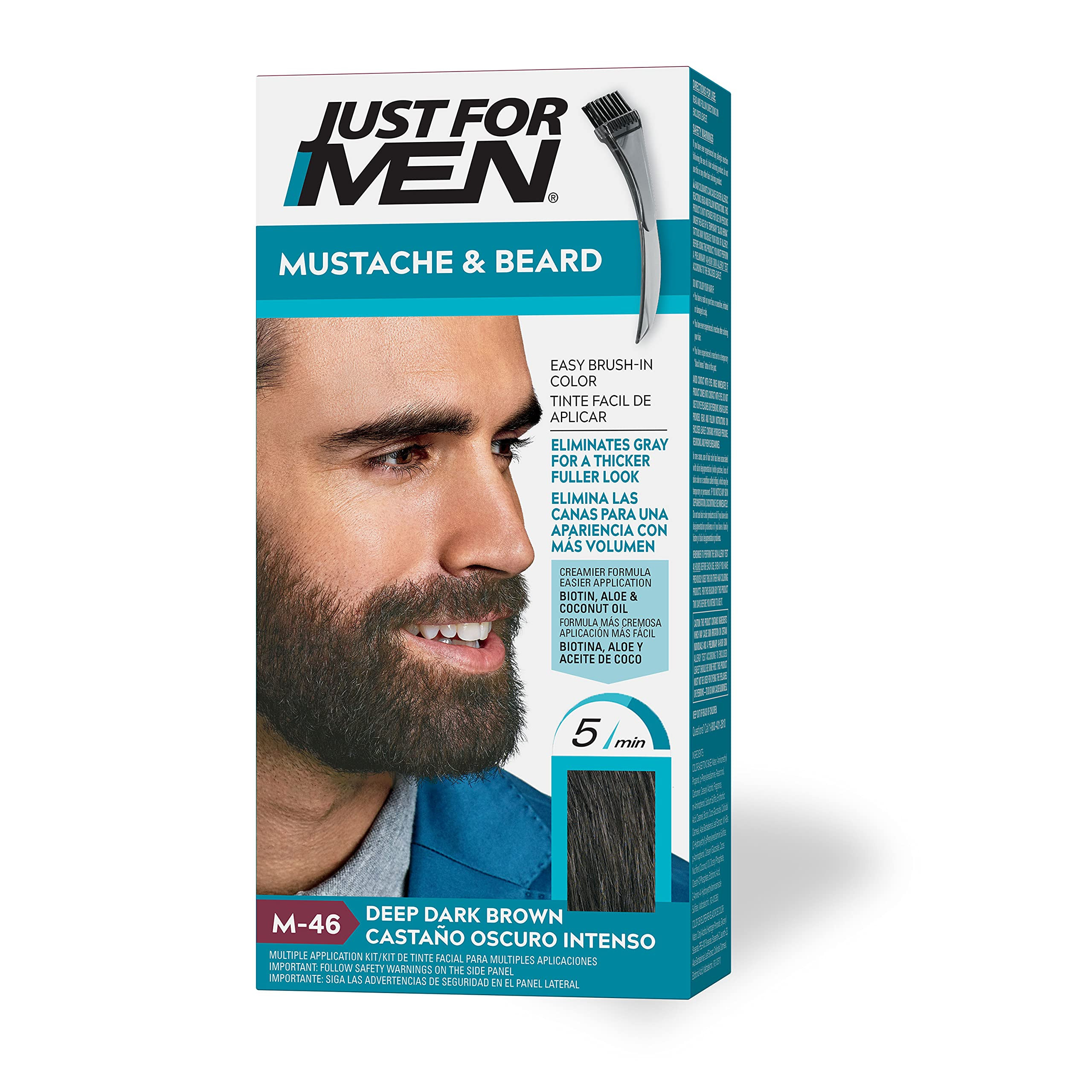 Just For Men Mustache & Beard, Beard Dye for Men with Brush, With Keratin Biotin Aloe and Coconut... | Amazon (US)