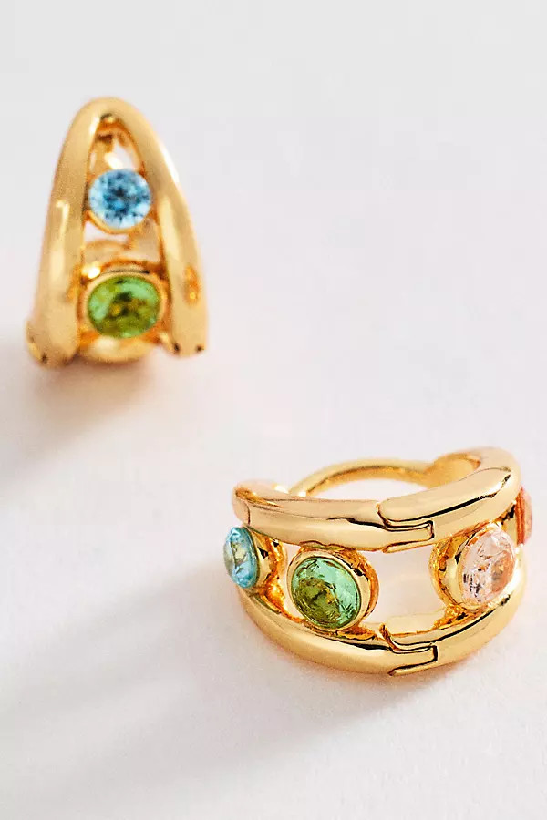 Split Crystal Huggie Hoop Earrings | Anthropologie (US)