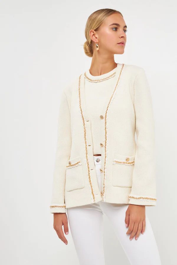 BURTON CARDIGAN IN CREAM | Indigeaux Denim Bar & Boutique