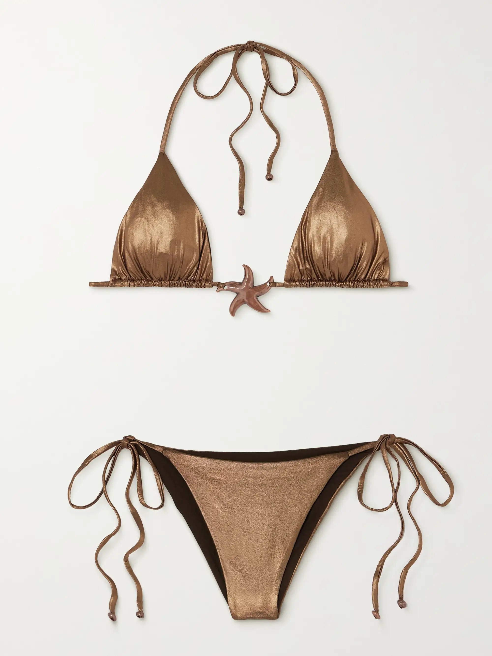Star embellished metallic triangle bikini | NET-A-PORTER (US)