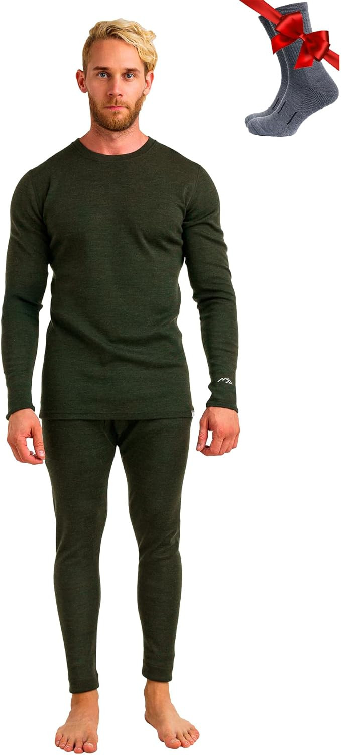 Merino.tech Merino Wool Base Layer Mens Set - Heavyweight, Midweight, Lite Merino Wool Thermal Un... | Amazon (US)