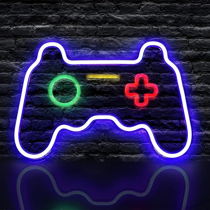 Skcoipsra Gamepad Neon Sign, 16"x11" Children Teen Boy Girl Gifts Game Shaped Neon Lights, LED Ne... | Amazon (US)