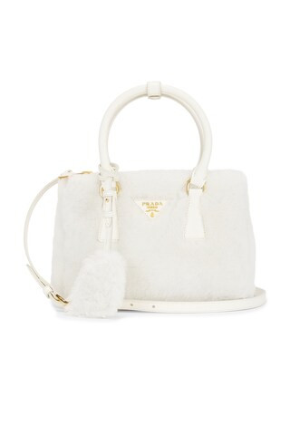 Prada Fur Saffiano Handbag in White | Revolve Clothing (Global)