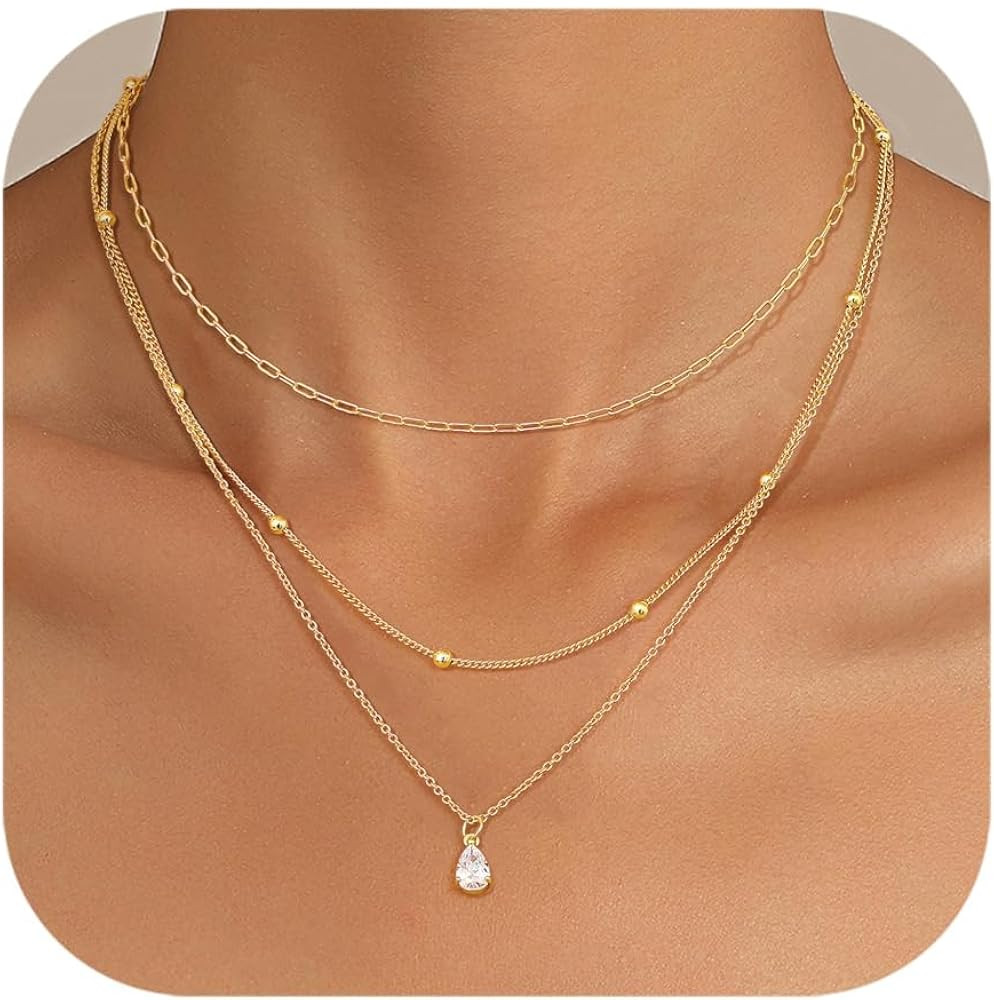 Kakonia Layered Gold Necklace for Women 14K Gold Plated Pendant Necklace Set Gold Necklace Satck ... | Amazon (US)