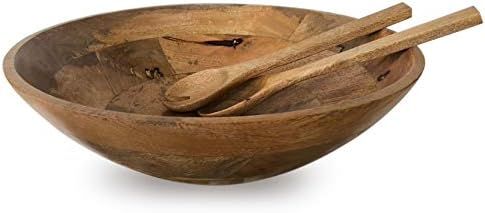 Fairwood Way Wooden Salad Bowl and Servers - XL Wooden Serving Bowl for Bread Making, Fruit, Popc... | Amazon (US)
