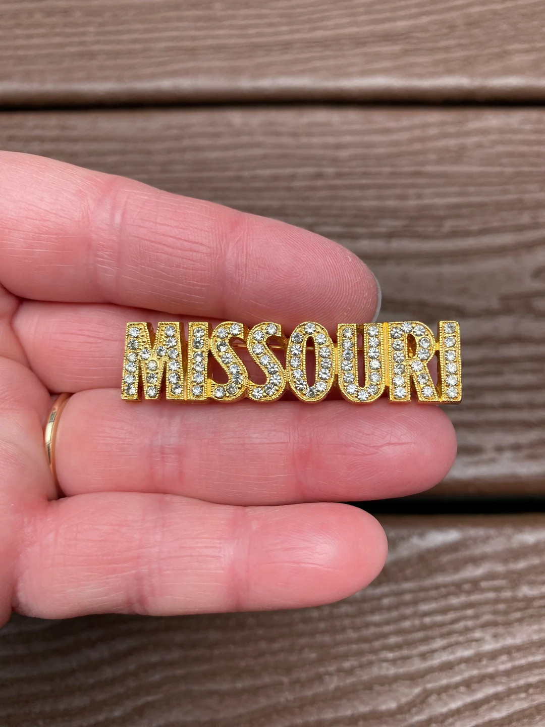 Vintage Jewelry Beautiful Gold Tone and Rhinestone Missouri State Pin Brooch | Etsy (US)