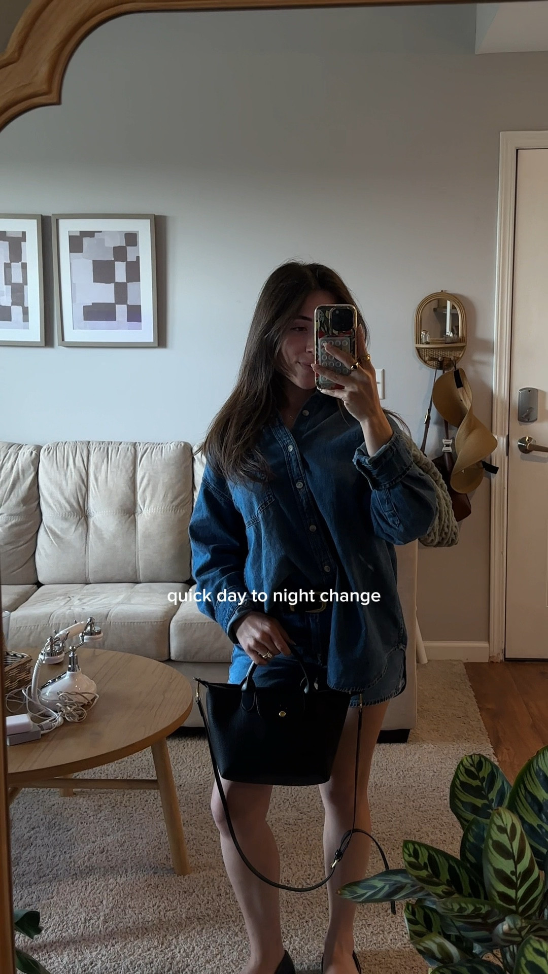 Day to night outfit change! Simple and easy 🤍🤍 Canadian tuxedo never fails! Purse is Tik tok shop 

#LTKFindsUnder50 #LTKFindsUnder100 #LTKPetite