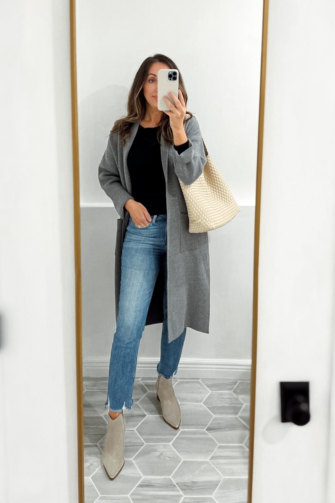 Coatigan in xs. Jeans and booties tts. Tee in xs  

#LTKSeasonal #LTKmens #LTKsalealert