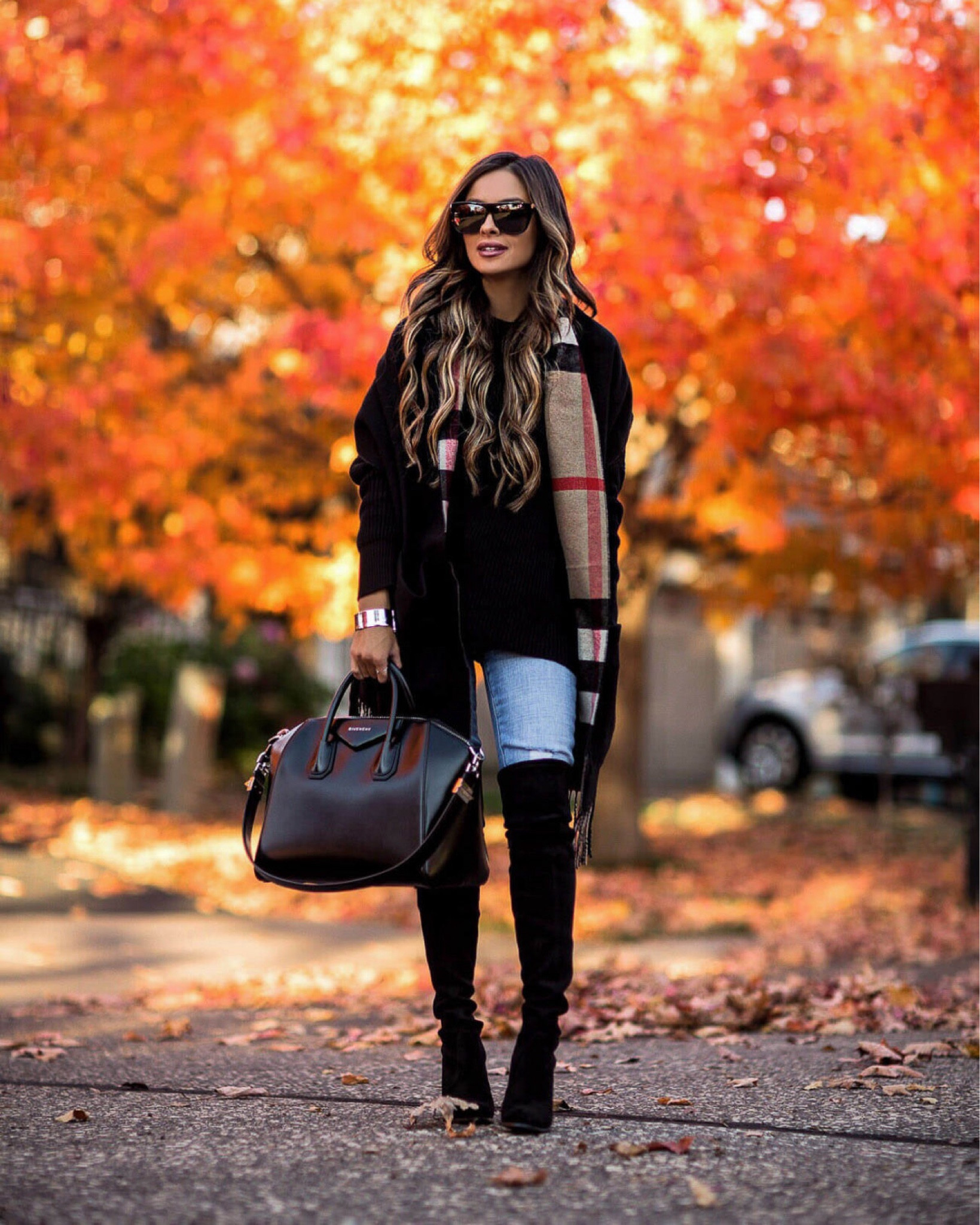 Casual fall outfit
H&M sweater Burberry scarf 
Stuart weitzman over the knee boots 

#LTKSeasonal #LTKFindsUnder100 #LTKShoeCrush