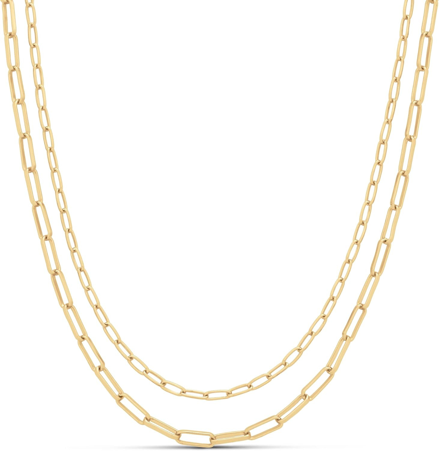 Amazon Essentials 14K Double Paperclip Chain Layered Necklace | Amazon (US)